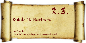 Kubát Barbara névjegykártya